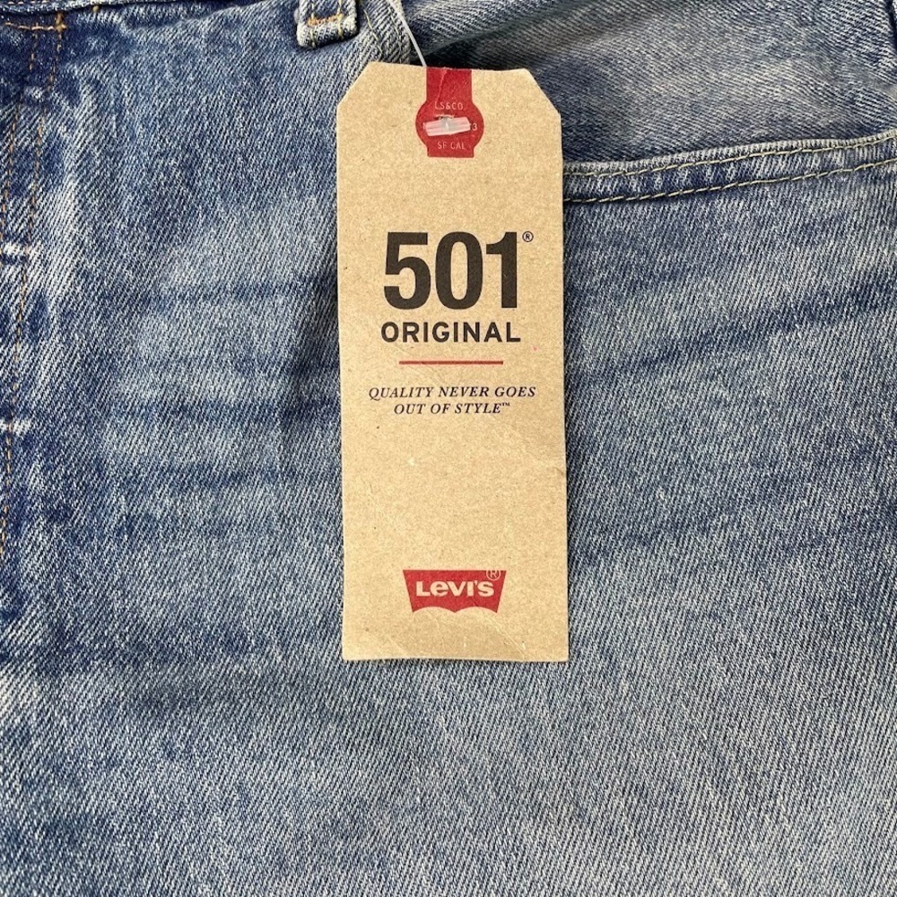 Levis 501 Jeans Mens 36x32 Blue Original Straight Button Fly Denim Medium Wash - Picture 4 of 5